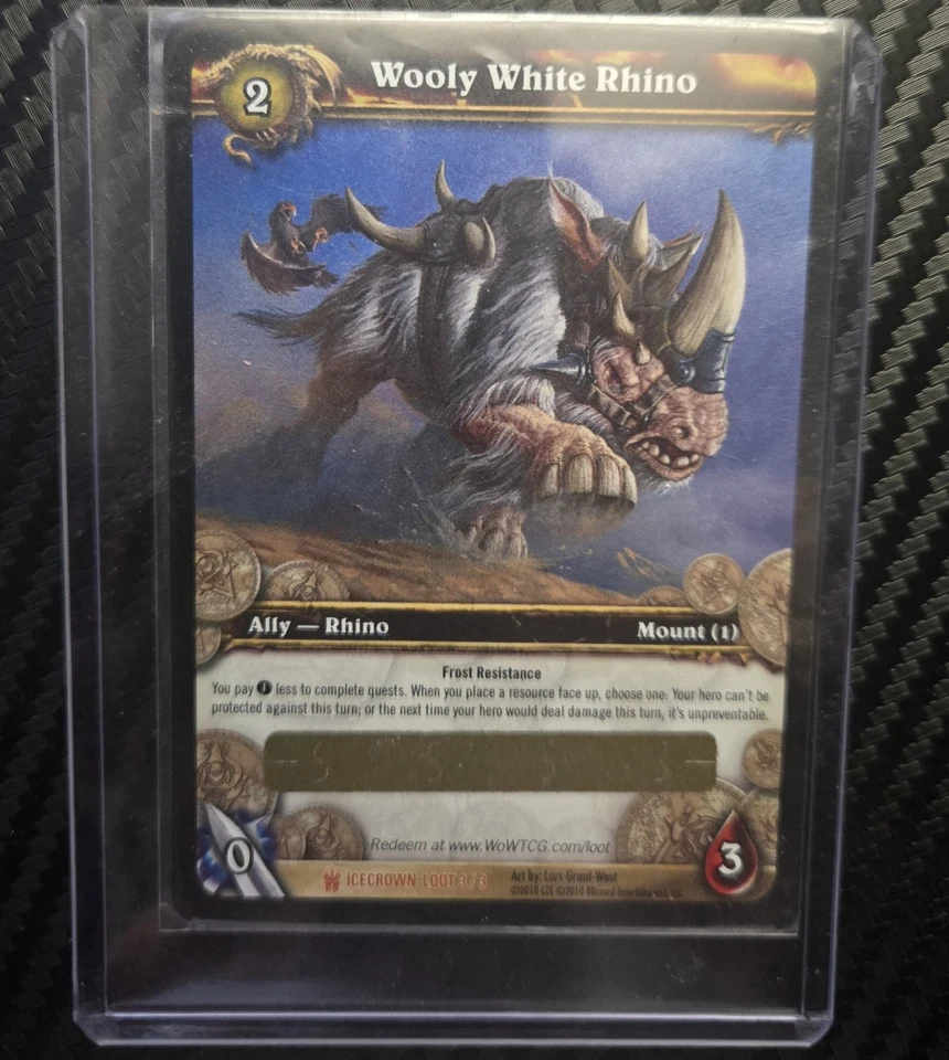 NM/M New World of Warcraft TCG Wooly White Rhino Mount Loot Card Unscratched - Image 1 of 1