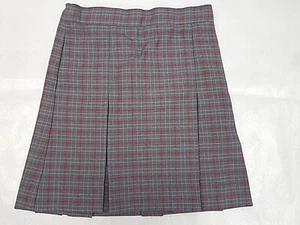 Girls R/K Heather Gray & Red Plaid Kick Pleat Uniform Skirt Reg & 1/2 Sz 4- 18Pl - Picture 1 of 5