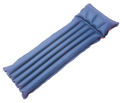 Rubber Airbed 5 Tube Single Mattress Lilo Natural Eco Rubberised Cotton Blue Red - Image 1 of 4