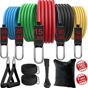 11PCS Set Resistance Bands Workout Exercise Crossfit Fitness Yoga Training Tubes - Picture 1 of 9