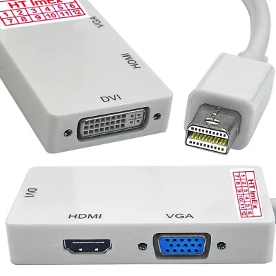 Mini Display Port Thunderbolt auf VGA HDMI DVI Adapter für MacBook Air Pro Mac - Bild 1 von 4