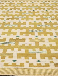 Handwoven Wool kilim, Yellow area Rug, modern Durrie Rug, for your sweet home - Picture 1 of 4