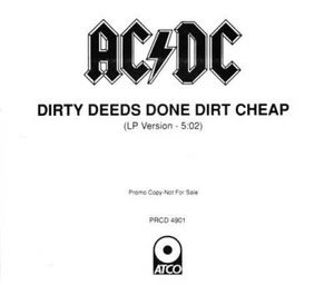 AC/DC: Dirty Deeds Done Dirt Cheap PROMO MUSIC AUDIO CD LP ATCO 1992 rock 4901 - Picture 1 of 1