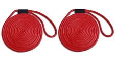 Double Braid Nylon Dock Line 2-PACK! 5/8" x 10' - UV Coated/Non-Fading - RED USA
