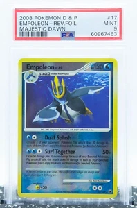 PSA 9 EMPOLEON 17/100 Holograma Inverso Raro D&P Majestic Dawn - Tarjeta Pokémon 2008 - Imagen 1 de 3