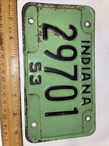 1953 Indiana Motorcycle License Plate 29701 Vintage Bike - Picture 1 of 3
