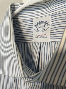 Brooks Brothers Shirt Mens Large 16.5x35 Stripe Long Sleeve Slim Button Up - Picture 1 of 4