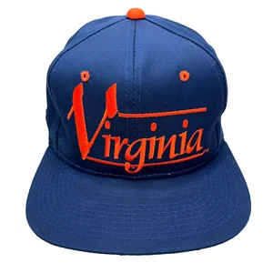 Vintage Virginia Cavaliers Hat Snapback Cap UVA 90s Script Bar Twill The Game - Picture 1 of 11