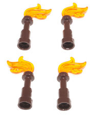 LEGO Piraten - 4 Fackeln dunkelbraun mit Flamme transorange 64644 64647 NEUWARE