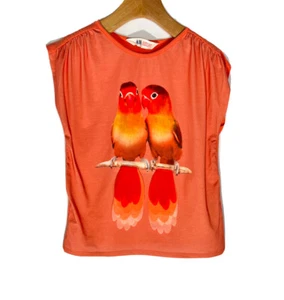 Camisa Top Niñas H&M con Loro Love Birds Jungle Safari Talla 8-10 - Imagen 1 de 4