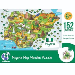 Nigeria Illustrated Map Wooden Jigsaw Puzzle for Children and Adults - 152-Piece