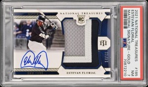 2021 National Treasures Estevan Florial /49 Patch Relic Auto RC Yankees PSA 7