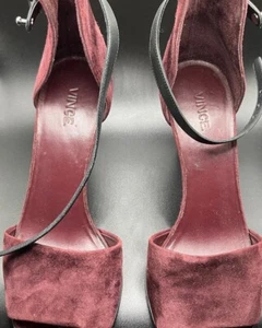 Vince Adley Burgundy Suede Heels Made in Italy Size 8 - Picture 1 of 3