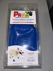 NEW Blue Rubber Dog Boots, Medium 12-Pack, Reusable Waterproof by PawZ