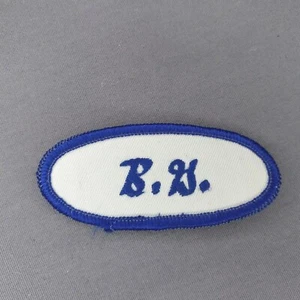 B.G. Toppa distintivo blu ovale bianco 1,5"" x 3,5"" nome cucito - Foto 1 di 2