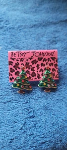 New Betsey Johnson Pierced Earrings Christmas Tree Multicolor Holiday Festive    - Picture 1 of 2