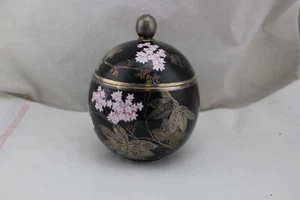 Rosenthal Germany Black With Pink And Silver Flower Floral Jar Pot With Lid - Picture 1 of 7