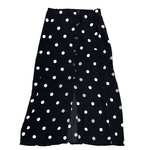 Free People Black and White Polka dot Button Through Midi Skirt Size 2 - Picture 1 of 9