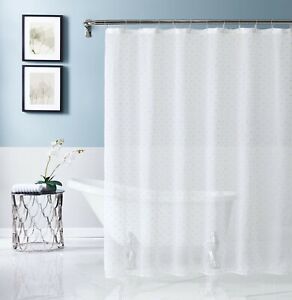 Dainty Home Sprinkles 3D Linen Look Embellished Sprinkle Lurex Shower Curtain