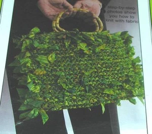 NEW 2004 RAG MERCHANT PATTERN, KNIT PURSE / TOTE BAG W FABRIC, WEARABLE ART! - Picture 1 of 2