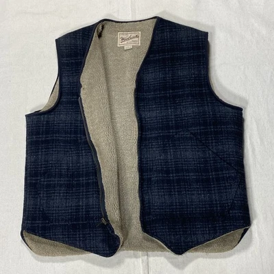 Vintage Woolrich Wool Men's Large Charcoal Gray Vest Sherpa Lined Zip Up Outdoor - Image 1 of 4