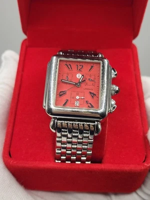 [ WORKS ] Michele Urban 33 X 35mm Women's Urban Chronograph St. Steel Swiss 6.8" - Image 1 of 4