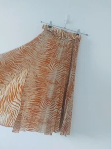 Topshop Maxi Skirt Size 6 Mustard White Pleated Belted Party Gypsy Boho Retro - Picture 1 of 8