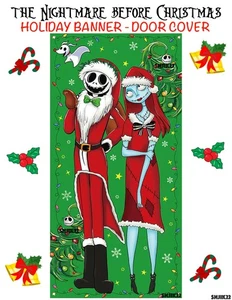 DISNEY - Pesadilla antes de Navidad - Vacaciones Navidad Banner Cubierta de puerta - Imagen 1 de 6