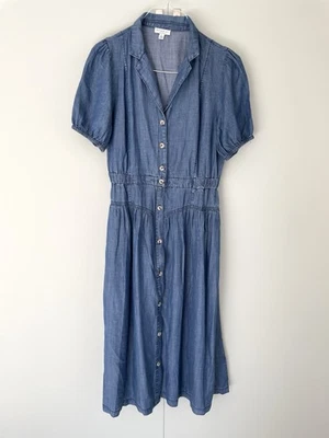 Vestido Camisa CURRENT AIR x ANTHROPOLOGIE Azul Denim Cambray Midi 2590151D Talla L Foto 1 de 4