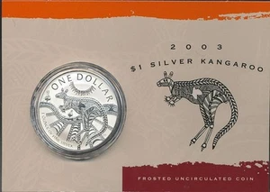 Australia: 2003 1oz .999 Silver $1 Kangaroo Frosted UNC - Imagen 1 de 1