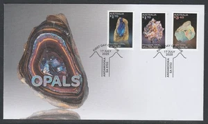 AUSTRALIA 2025 OPALS DOMESTIC Postage set of 3 V F Used on FDC. - Picture 1 of 1