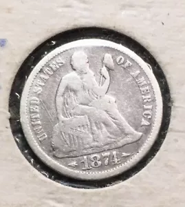 1874 sitzende Freiheit Groschen, Pfeile, besseres Datum ** kostenloser Versand! - Bild 1 von 5