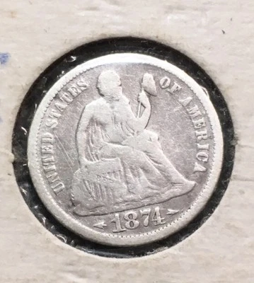 Moneda de diez centavos libertad sentada 1874, flechas, mejor fecha ** ¡Envío gratuito! Foto 1 de 4