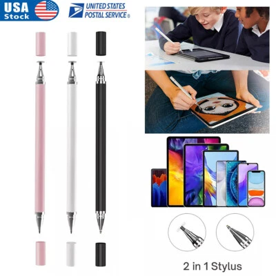 2 in 1 Stylus Pen For Tablet Mobile Android iPhone iPad Capacitive Touch Screen - Image 1 of 4