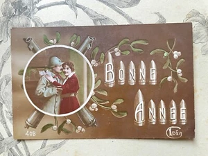 Carte Postale ancienne fantaisie Bonne Année Poilu Soldat - WW1 1ere Guerre  - Imagen 1 de 1