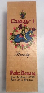 "Carlos 1 Brandy Caja de Madera Pedro Domecq España 12 1/4"x4 3/8"x3 3/4" - Imagen 1 de 12