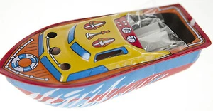 2x TIN TOY POP POP CANDLE POWERED BOATS INCLUDES 4 FUEL CANDLES  STEAM BOAT - Picture 1 of 3