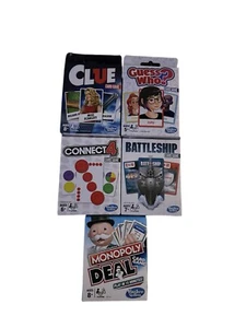 Set Of 5 Hasbro Card Game- Clue, Guess Who, Connect 4, Battlefield, Monopoly - Picture 1 of 1