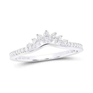 10k White Gold Womens Round Diamond Ring Guard Enhancer Wedding Band 1/6 Cttw - Picture 1 of 1