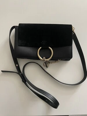 CHLOE Suede Calfskin Mini Faye Shoulder Bag Carbon Black - Image 1 of 4