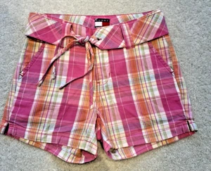 Tommy Hilfiger Girls Pink Plaid Cotton Shorts Size 7 - Picture 1 of 2