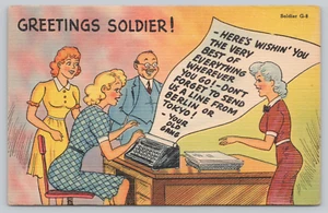 Postcard Comic Greetings Soldier - Picture 1 of 2