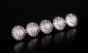 10PCS 16MM TURQUOISE FLOWER SLIVER LEATHERCRAFT WESTERN DECOR CONCHOS SCREW BACK - Picture 1 of 12