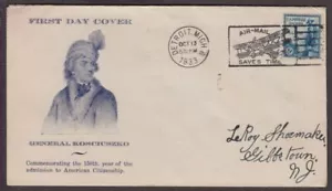 1933 KOSCIUSZKO Sc 734-31 H. H. Griffin cachet Detroit MI cancel - Picture 1 of 1