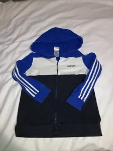 Adidas Hoodie Jungen 10/12 B BL & Weiß Full Zip Kapuzenpullover Pullover Jacke - Bild 1 von 8