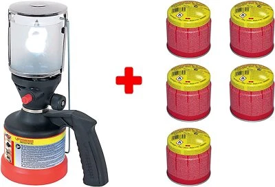 Rothenberger Scout Campinglampe inkl. 3x Glühstrümpfe + 5x C200 Gaskartusche Set