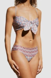 $270 Carolina K Women's Blue Red Printed Sienna Two Piece Set Swimwear Size XS - Picture 1 of 3