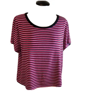 Wild Fable Striped Crop Top T Shirt Red Black Pink Stretch Junior’s Size XL - Picture 1 of 12