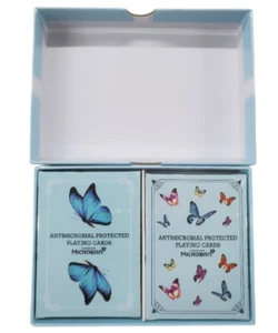 MICROBAN Antimicrobial Playing Cards Butterflies Box Set Casino Grade (PVC) - Picture 1 of 12