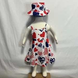 Mädchen 2-teiliges Kleid Größe 12-18M patriotisch Denkmal Unabhängigkeit Veteranen mit Hut - Bild 1 von 5